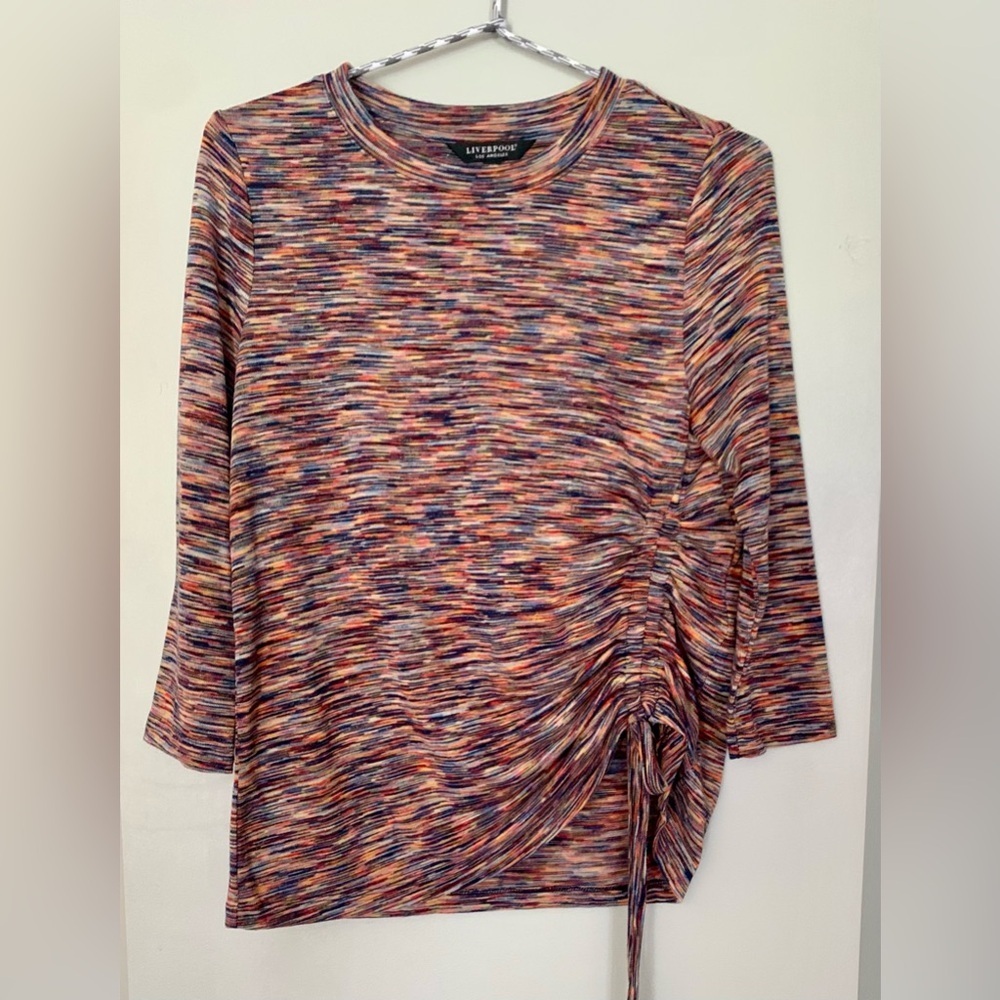 Liverpool Orange and Blue Ruched Blouse - XS